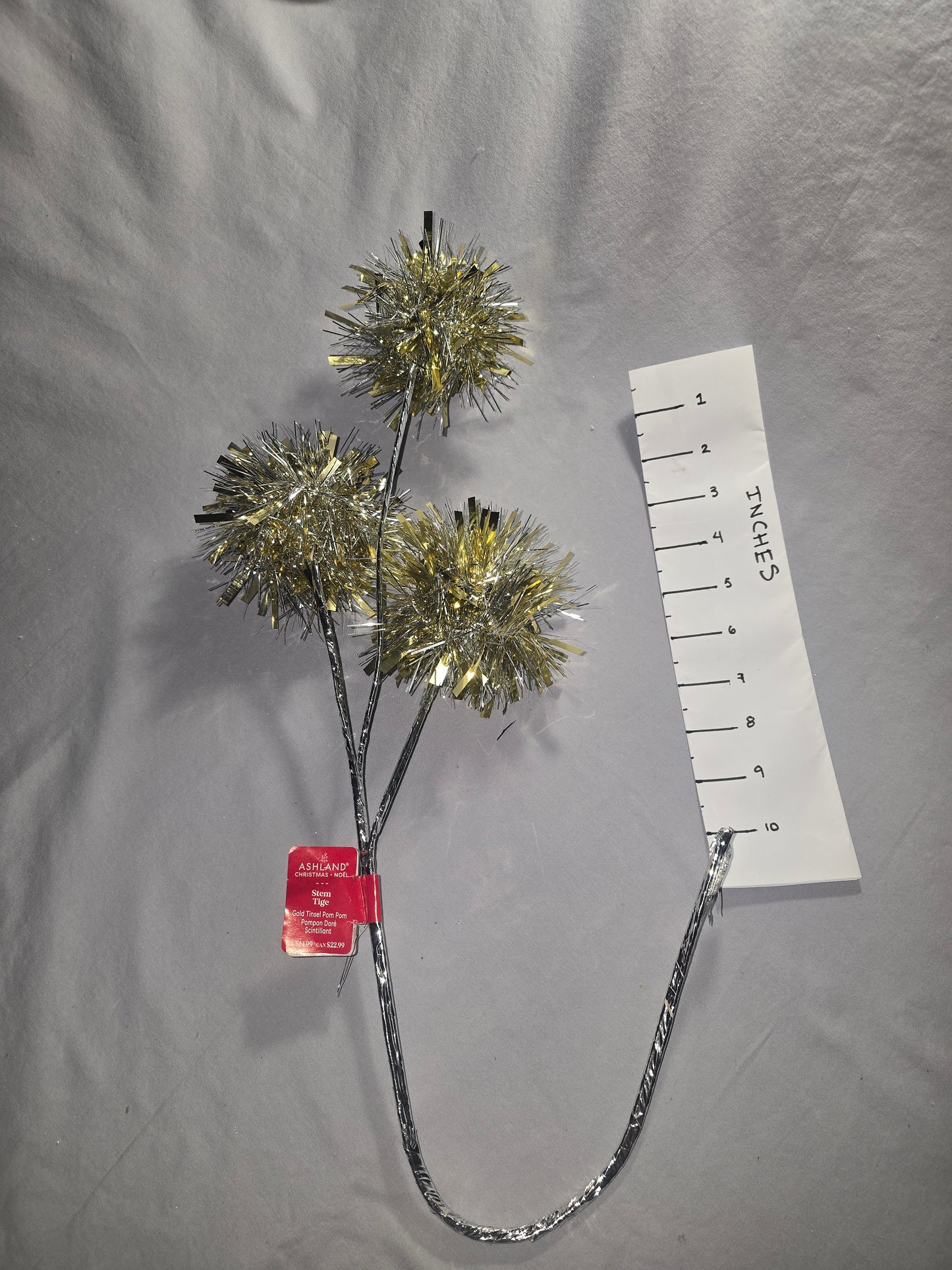 Ashland Gold & Silver Tinsel Pom-Poms Stem