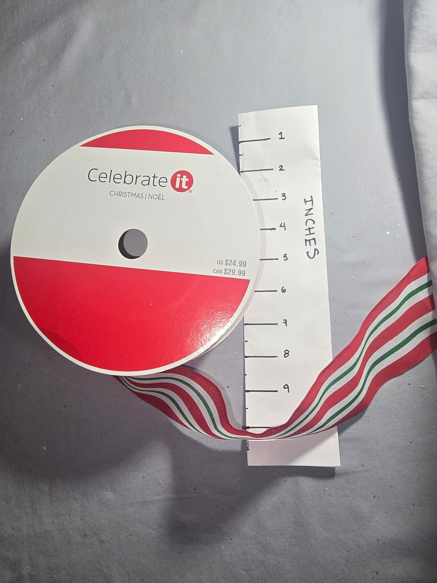 Celebrate It Red, White & Green Striped Ribbon