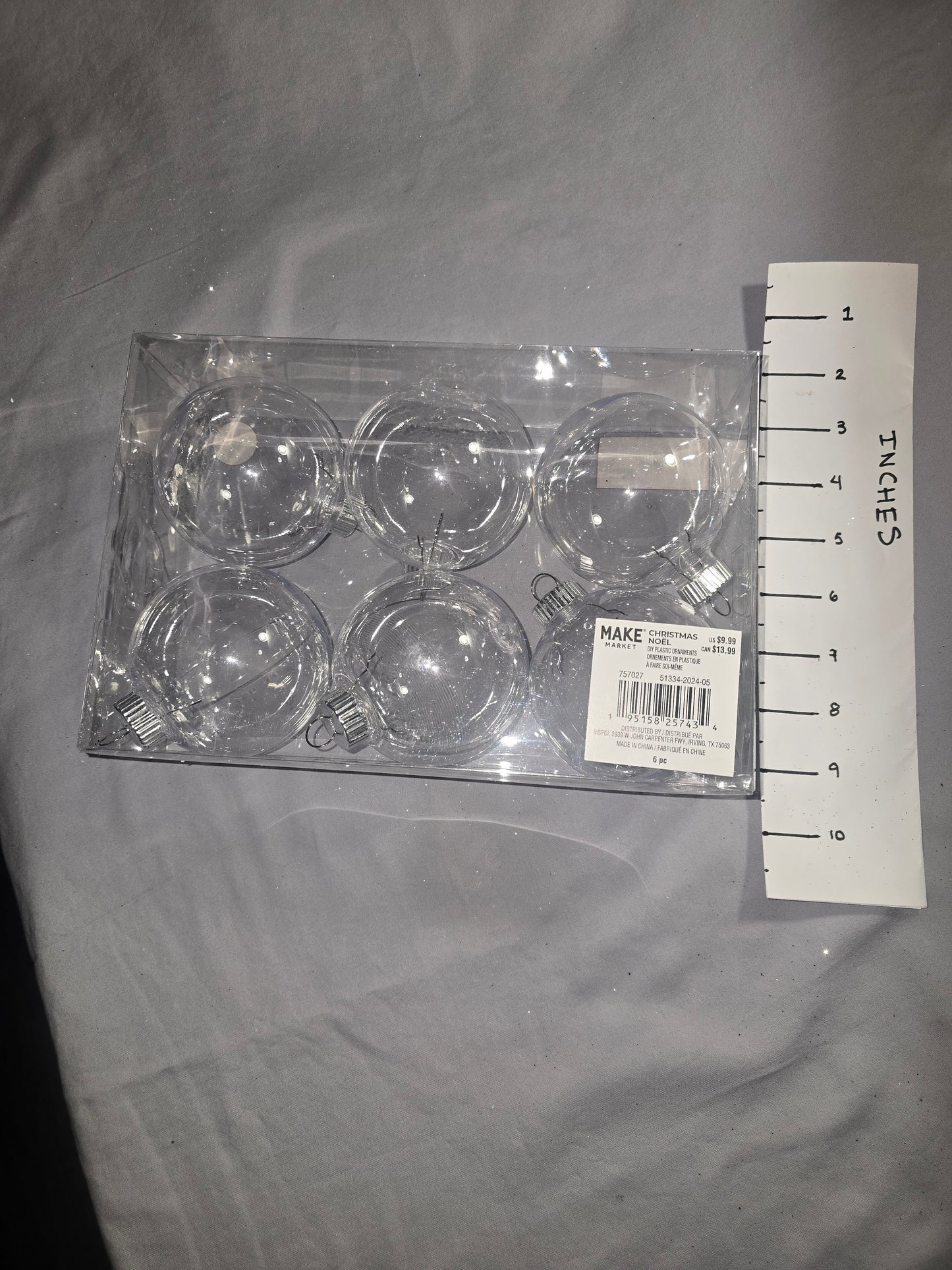 6 - 3 inch Ornaments Shatterproof (fill-able)