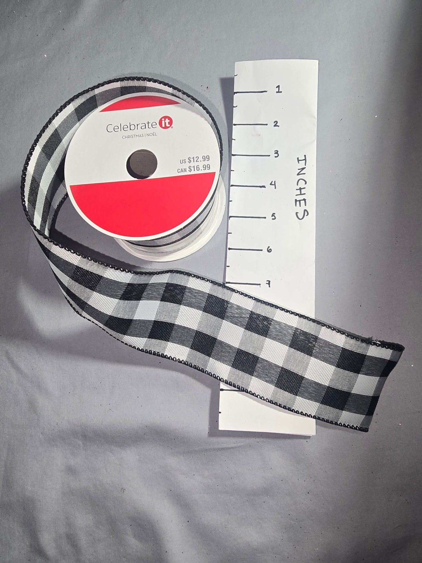 Celebrate It Black & White Plaid Ribbon