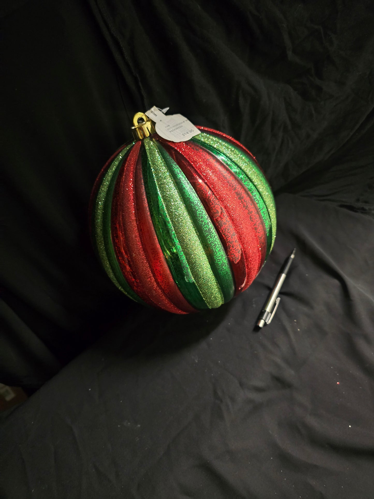 8 inch Red & Green (metallic, glitter, flat, glossy) Shatterproof Ornament