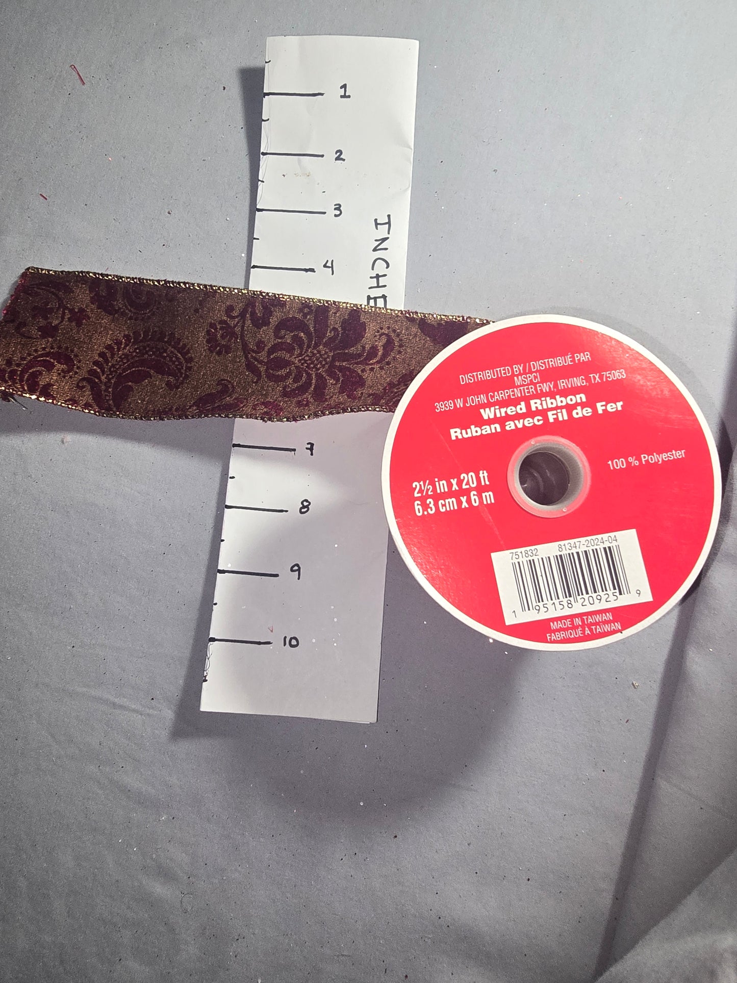 Celebrate It Burgandy & Gold Floral Overlay Ribbon