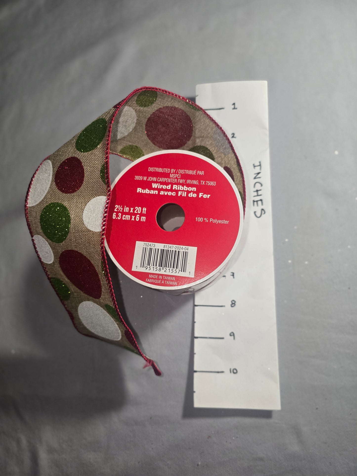 Celebrate It Red, Green, & White Polka Dot Ribbon