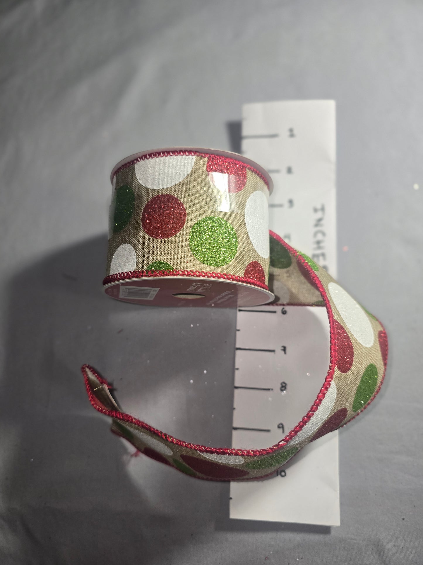 Celebrate It Red, Green, & White Polka Dot Ribbon