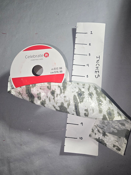 Celebrate It White & Grey Bark Ribbon