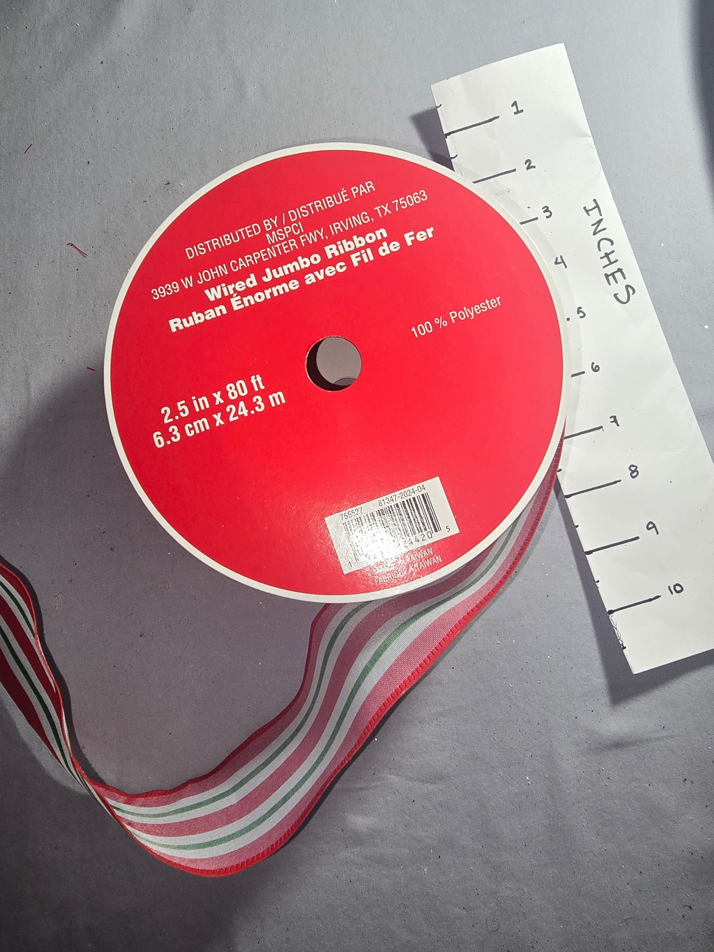 Celebrate It Red, White & Green Striped Ribbon