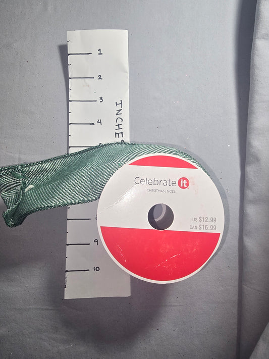 Celebrate It Green & White V Striped Ribbon