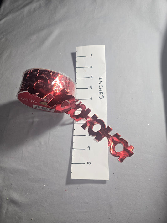 Celebrate It Shiny Red Metallic "HO HO HO" Ribbon