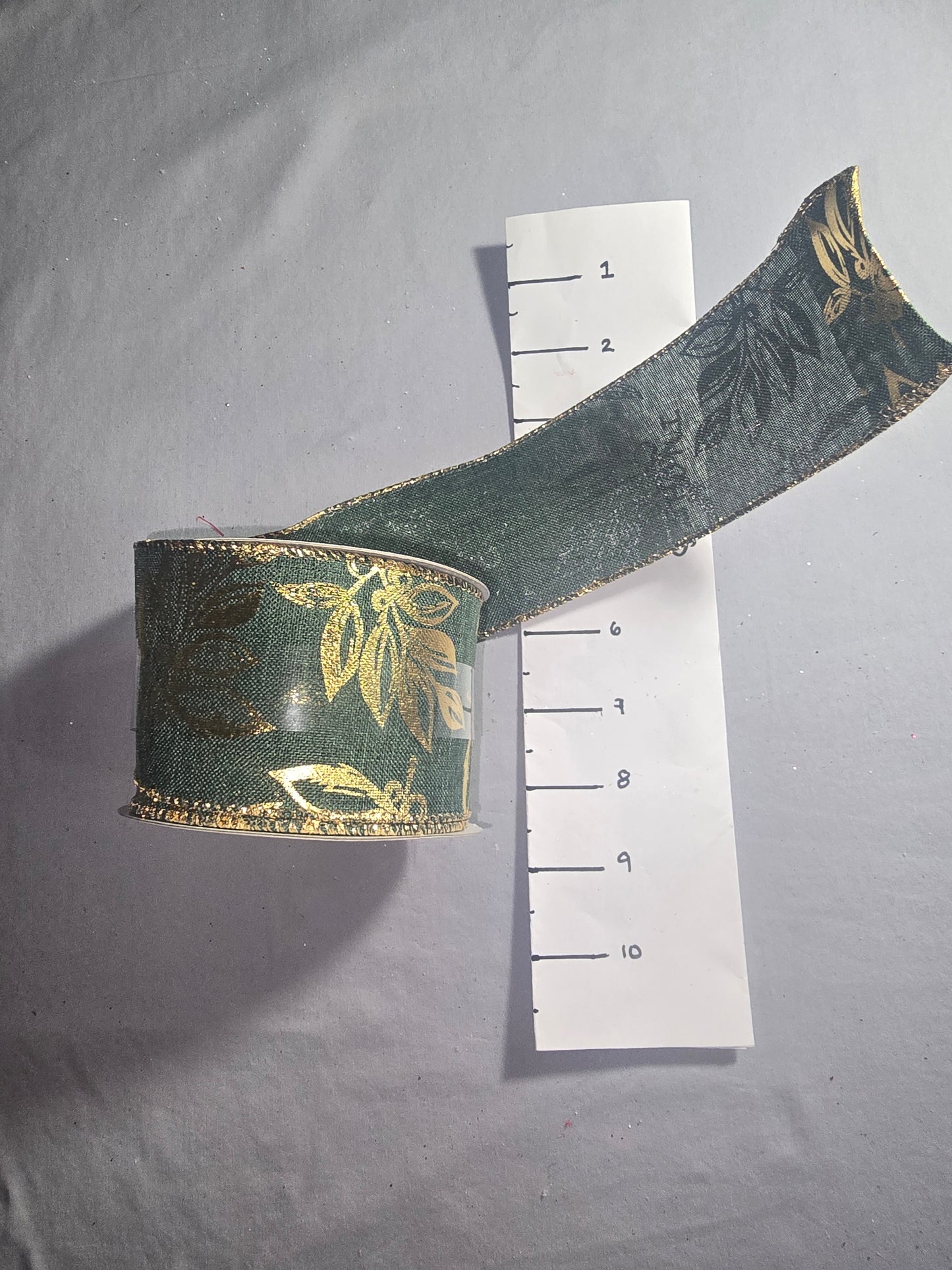 Celebrate It Green w/Gold Leaves Ribbon